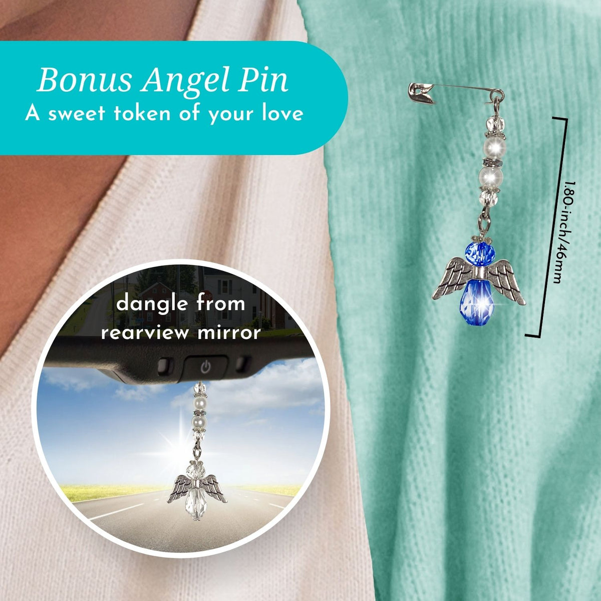 Mother-in-Law Gift Handkerchief | Poem Hanky + Clear Angel Charm | Keepsake Card & Envelope