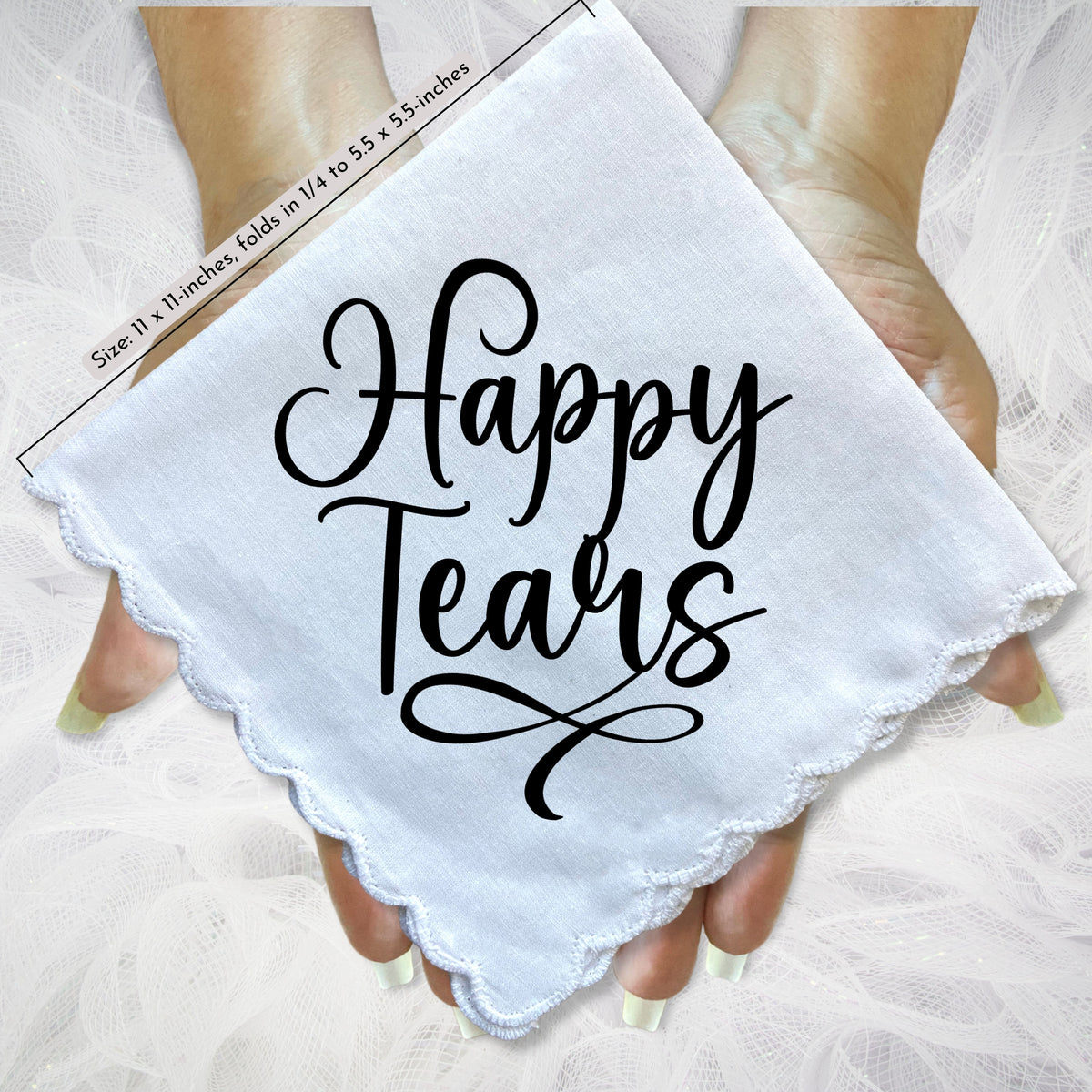 Happy Tears Handkerchief Gift for Wedding, Baby Shower Celebrations | Angel Charm Card & Wax-Sealed Envelope | Mom Grandma Keepsake Favor