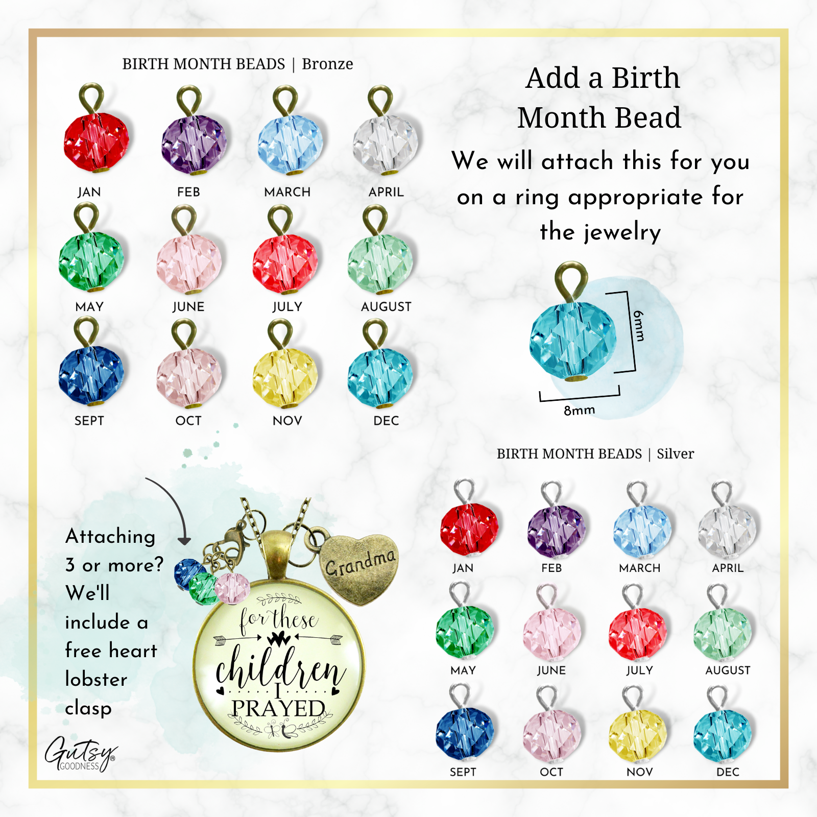 JMQJewelry Birthstone Bead Charms For Bracelets - Jan-Dec Crystal Beads For Mom, Women, Gift For Birthday, Christmas, Mother's Day