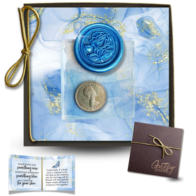 Sixpence Coin For Bride's Wedding Shoe Something Old New Borrowed Blue Tradition Keepsake Gift Box