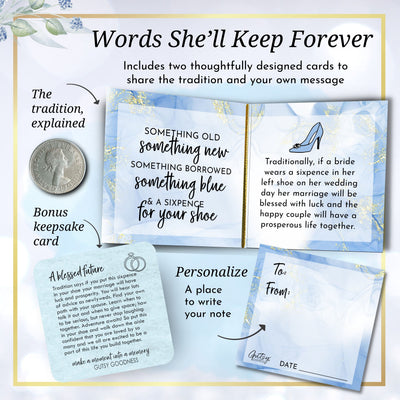 Sixpence Coin For Bride's Wedding Shoe Something Old New Borrowed Blue Tradition Keepsake Gift Box