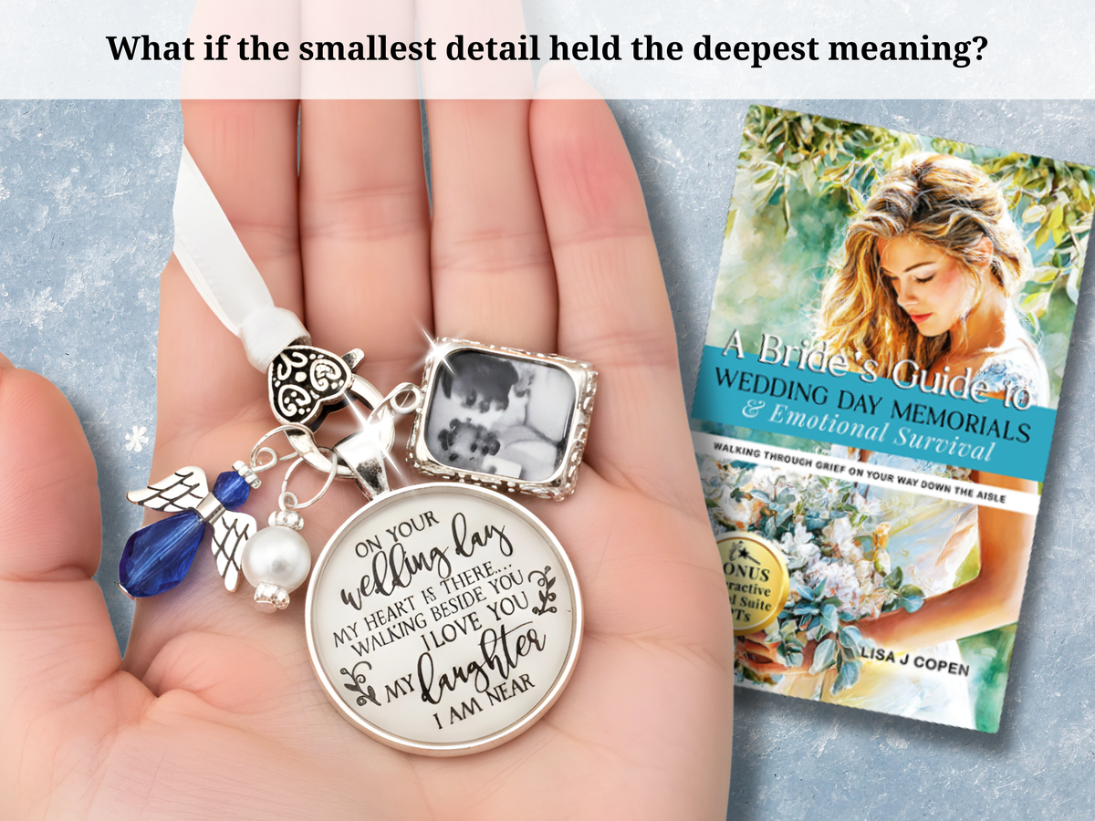 A Bride’s Guide to Wedding Memorials & Emotional Survival Book | Angel Wing Something Blue Charm | Bonus Grief Planning Digital GPT Resource