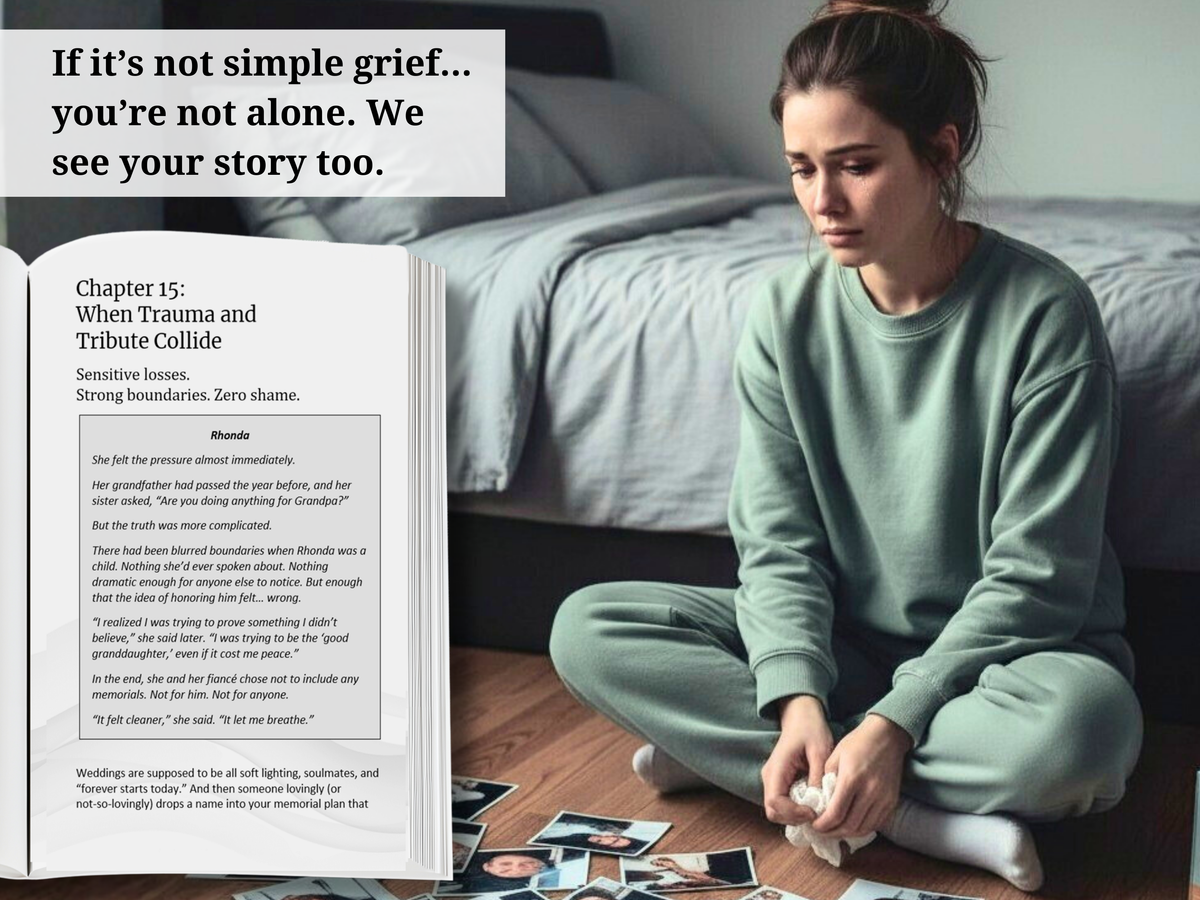 A Bride’s Guide to Wedding Memorials & Emotional Survival Book | Angel Wing Something Blue Charm | Bonus Grief Planning Digital GPT Resource