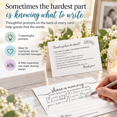 Share a Memory Cards for Funeral & Celebration of Life, 50 Pack, 4x6