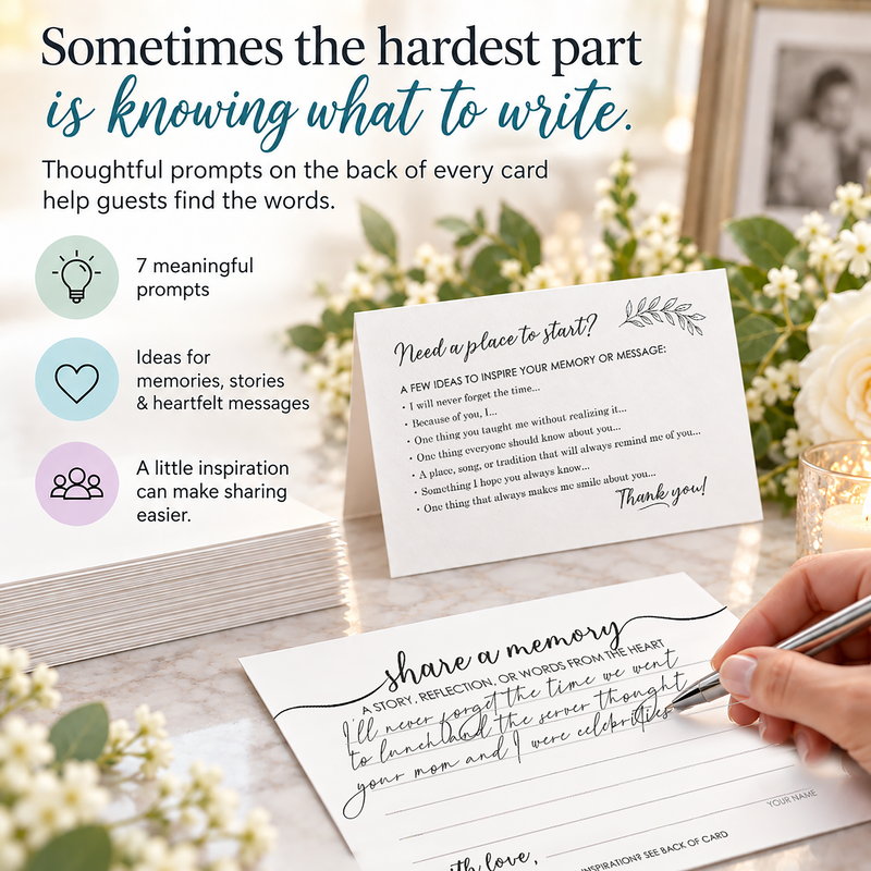 Share a Memory Cards for Funeral & Celebration of Life, 50 Pack, 4x6