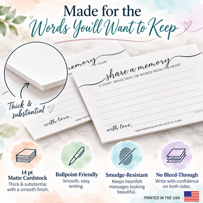 Share a Memory Cards for Funeral & Celebration of Life, 50 Pack, 4x6