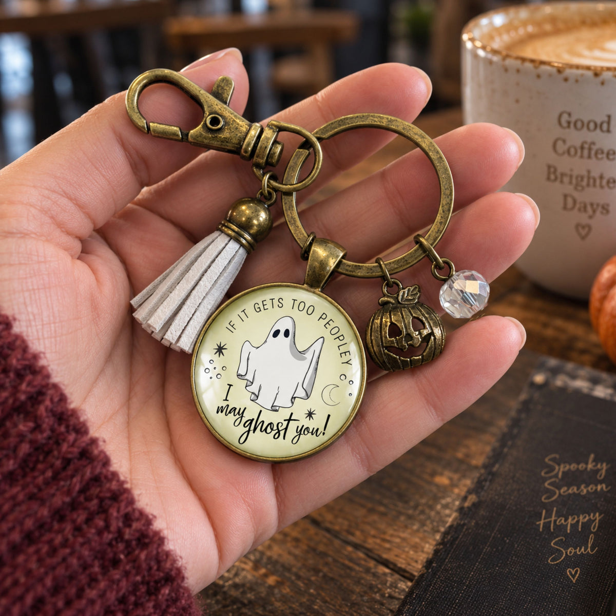 Ghost Necklace Too Peopley I May Ghost You Funny Introvert Quote Jewelry