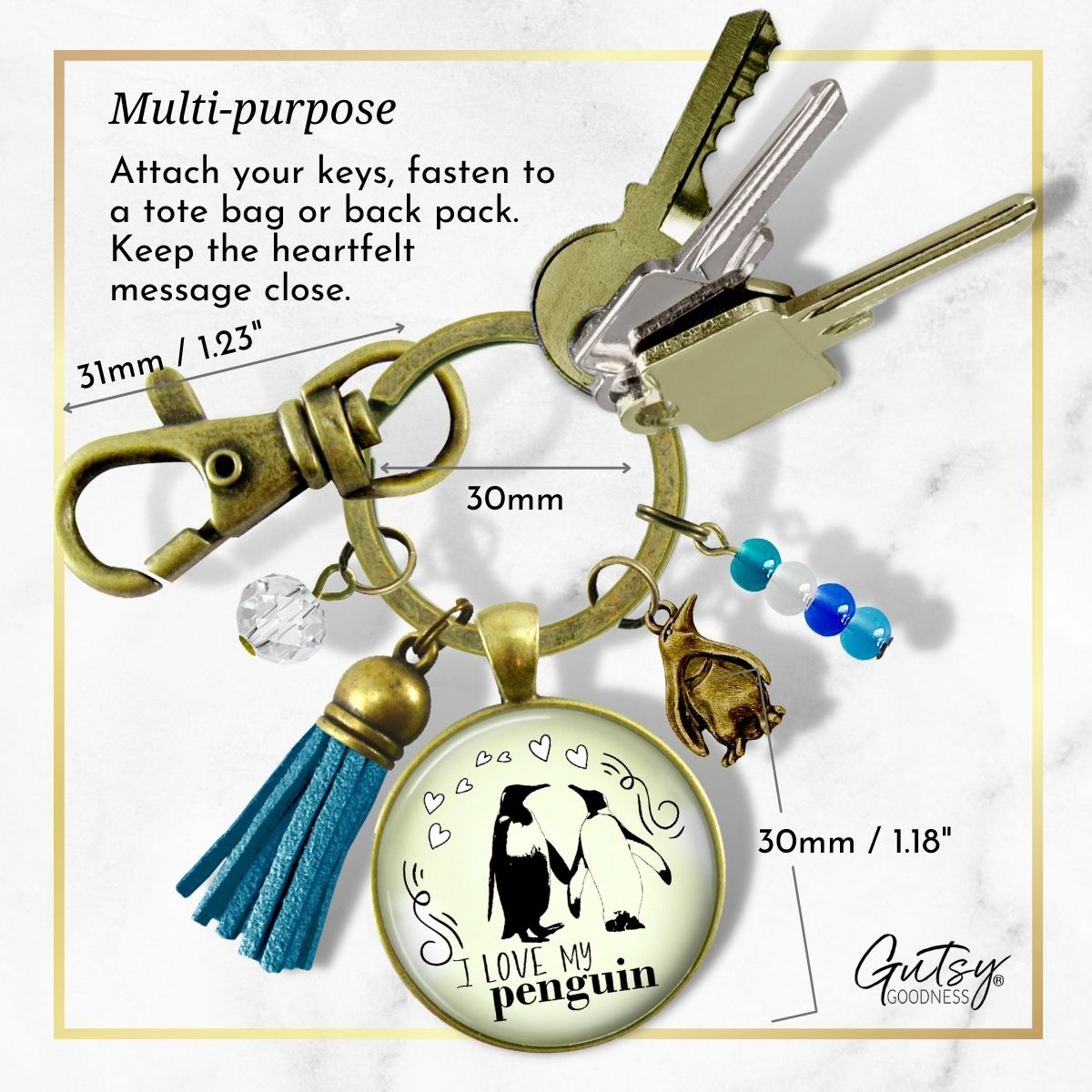 I Love My Penguin Keychain Gift for Her