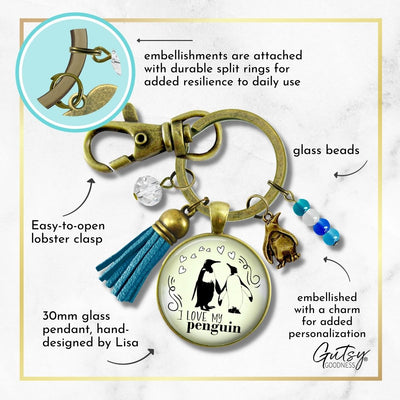 I Love My Penguin Keychain Gift for Her