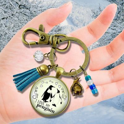 I Love My Penguin Keychain Gift for Her