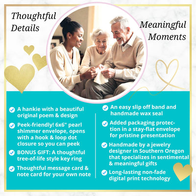 Mother in Law of the Groom Handkerchief Wedding Day Gift from New Son | For Bride's Mom from SIL Poem | Angel Charm Keepsake, Card, Envelope