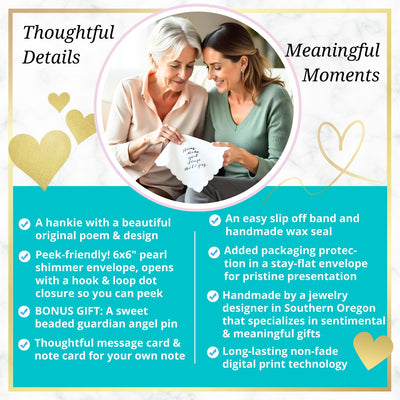 Gift for Daughter Handkerchief | A Little Girl Yesterday Poem | Wedding, Birthday or Graduation Keepsake Hanky + Card in Shimmer Envelope