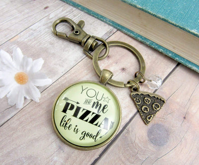 Pizza Keychain You Me Pizza Life Is Good Unisex Friendship Food Theme Fun BFF Jewelry Slice - Gutsy Goodness Handmade Jewelry