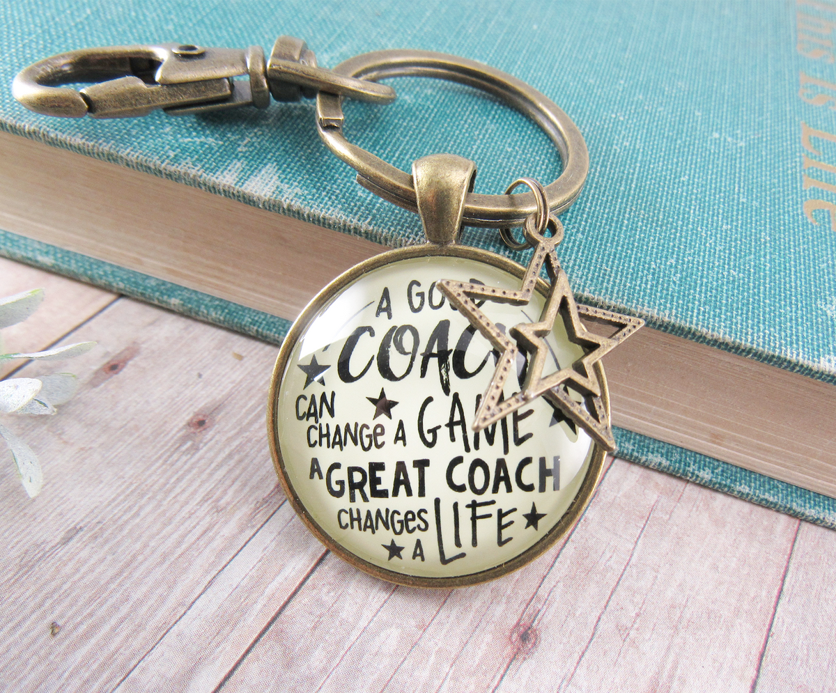 Coaching Keychain Any Sport Great Coach Changes Life Thank You Gift Men Women - Gutsy Goodness Handmade Jewelry