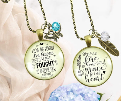 Resilient Woman Necklace Bundle Set of 2 | I Love The Person | She Has Fire In Her Soul 24" - Gutsy Goodness Handmade Jewelry