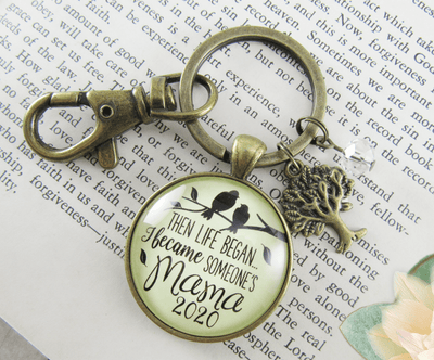 New Mom Keychain Then Life Began Mama 2020 Meaningful Mom Jewelry Gift - Gutsy Goodness Handmade Jewelry