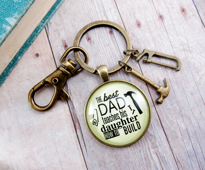 Best Dad Teaches Daughter To Build Keychain From Daughter Hammer Saw Tool Charm - Gutsy Goodness Handmade Jewelry