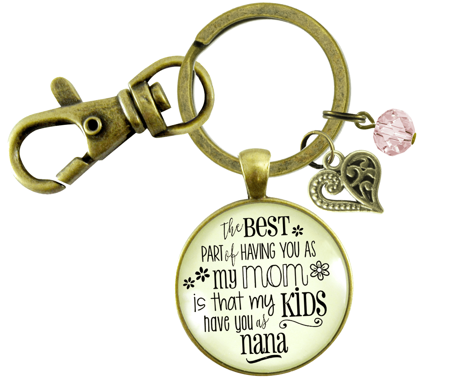Nana Keychain Best Part You as Mom Kids Grandma Jewelry Gift Daughter - Gutsy Goodness Handmade Jewelry