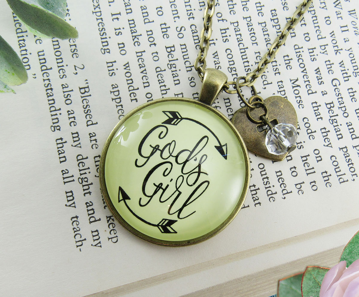 Gutsy Goodness God's Girl Necklace Faith Inspired Hipster Fashion Teen Life Jewelry Heart Charm - Gutsy Goodness