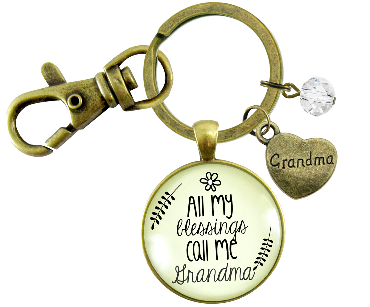All My Blessings Call Me Grandma Keychain Grandma Heart - Gutsy Goodness Handmade Jewelry
