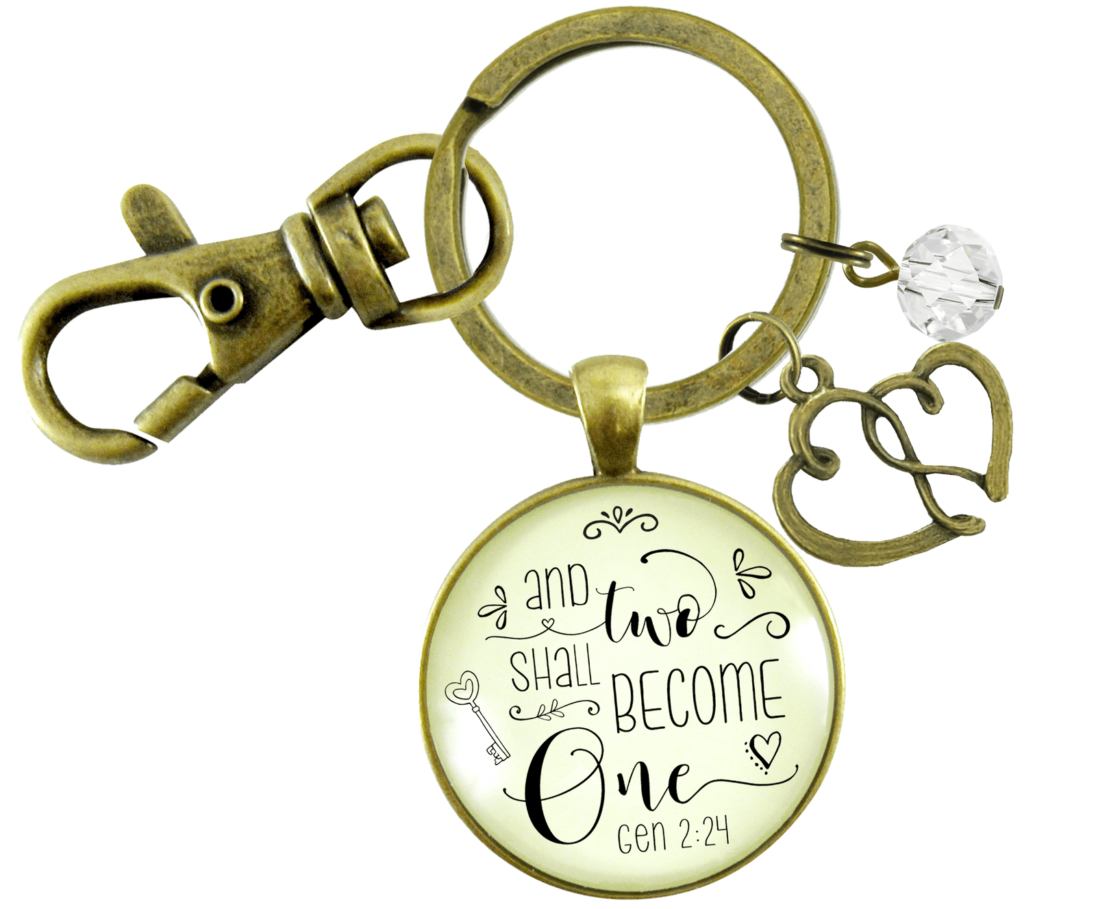 Marriage Womens Keychain Two Shall Become One Bridal Shower Wedding Gift - Gutsy Goodness Handmade Jewelry