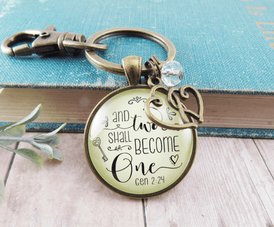 Marriage Womens Keychain Two Shall Become One Bridal Shower Wedding Gift - Gutsy Goodness Handmade Jewelry