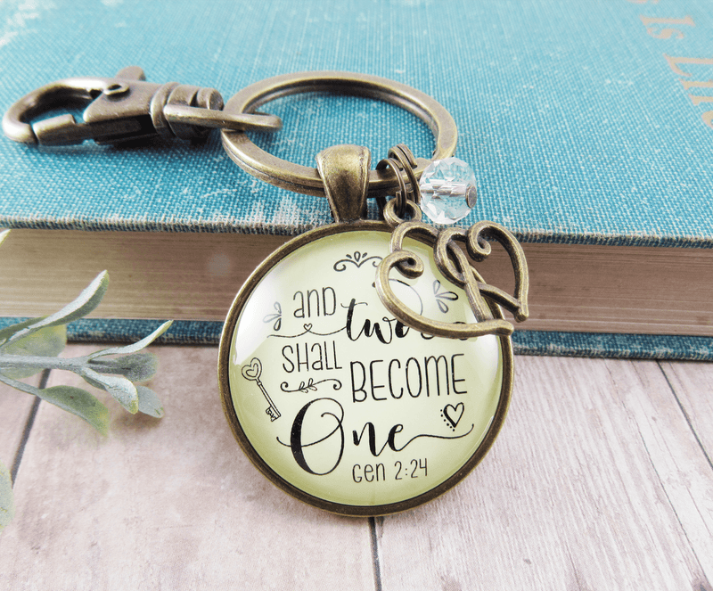 Marriage Womens Keychain Two Shall Become One Bridal Shower Wedding Gift - Gutsy Goodness Handmade Jewelry