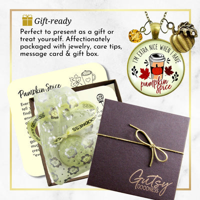 Pumpkin Spice Necklace Extra Nice Latte Coffee Lover Everything Autumn Funny Merch Gift Jewelry For Women  Necklace - Gutsy Goodness Handmade Jewelry