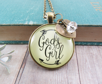 Gutsy Goodness God's Girl Necklace Faith Inspired Hipster Fashion Teen Life Jewelry Heart Charm - Gutsy Goodness