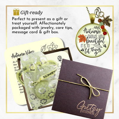 Autumn Shows Us How Beautiful It Is Necklace October Fall Season Theme Quote Jewelry Leaves Charm  Necklace - Gutsy Goodness Handmade Jewelry