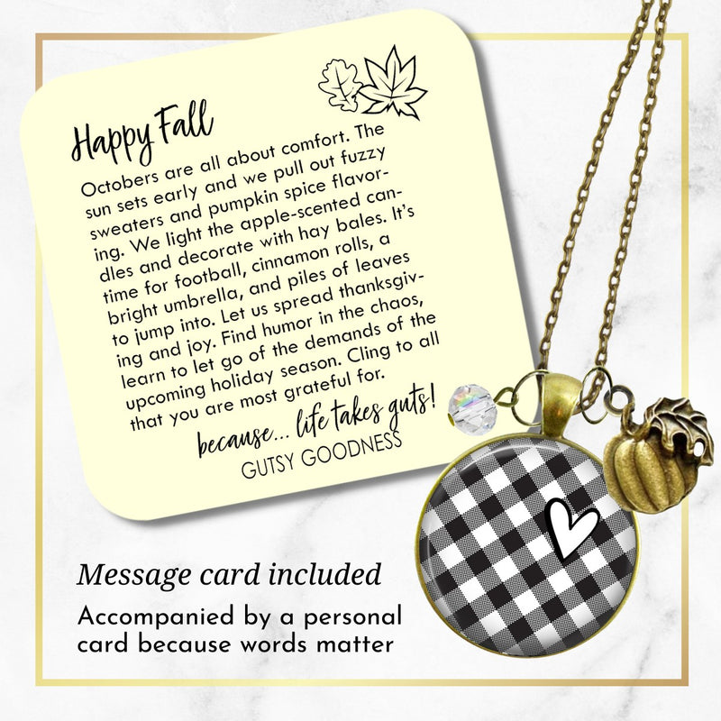 Buffalo Plaid Necklace Black And White Heart Classic Vintage Style Theme Pattern Pendant Boho Theme Fashion Jewelry  Necklace - Gutsy Goodness Handmade Jewelry