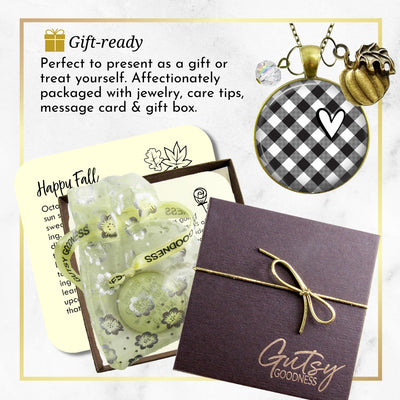 Buffalo Plaid Necklace Black And White Heart Classic Vintage Style Theme Pattern Pendant Boho Theme Fashion Jewelry  Necklace - Gutsy Goodness Handmade Jewelry