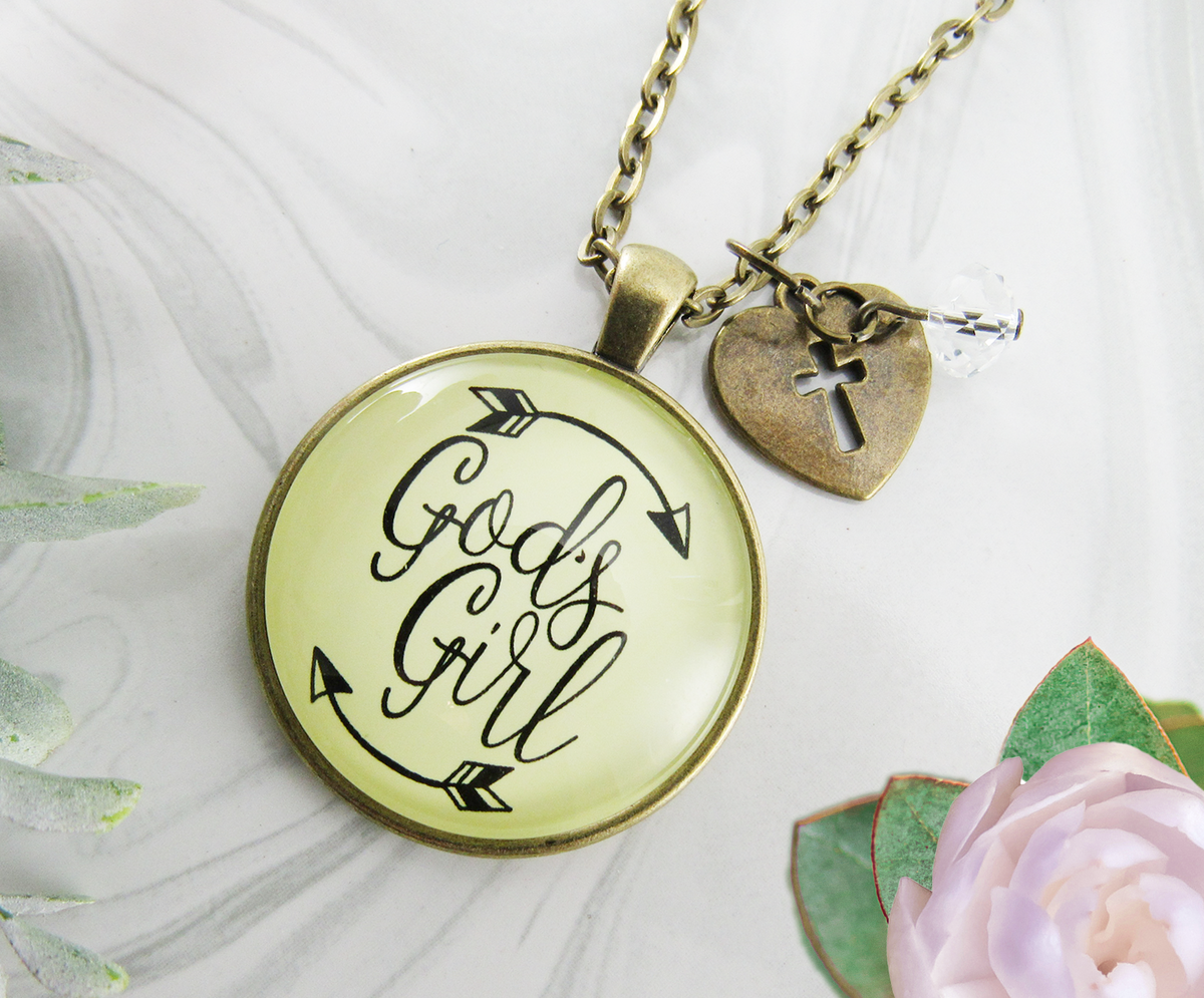 Gutsy Goodness God's Girl Necklace Faith Inspired Hipster Fashion Teen Life Jewelry Heart Charm - Gutsy Goodness