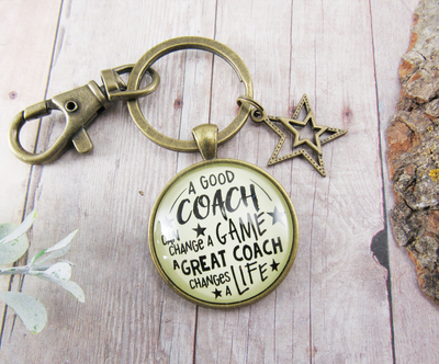 Coaching Keychain Any Sport Great Coach Changes Life Thank You Gift Men Women - Gutsy Goodness Handmade Jewelry
