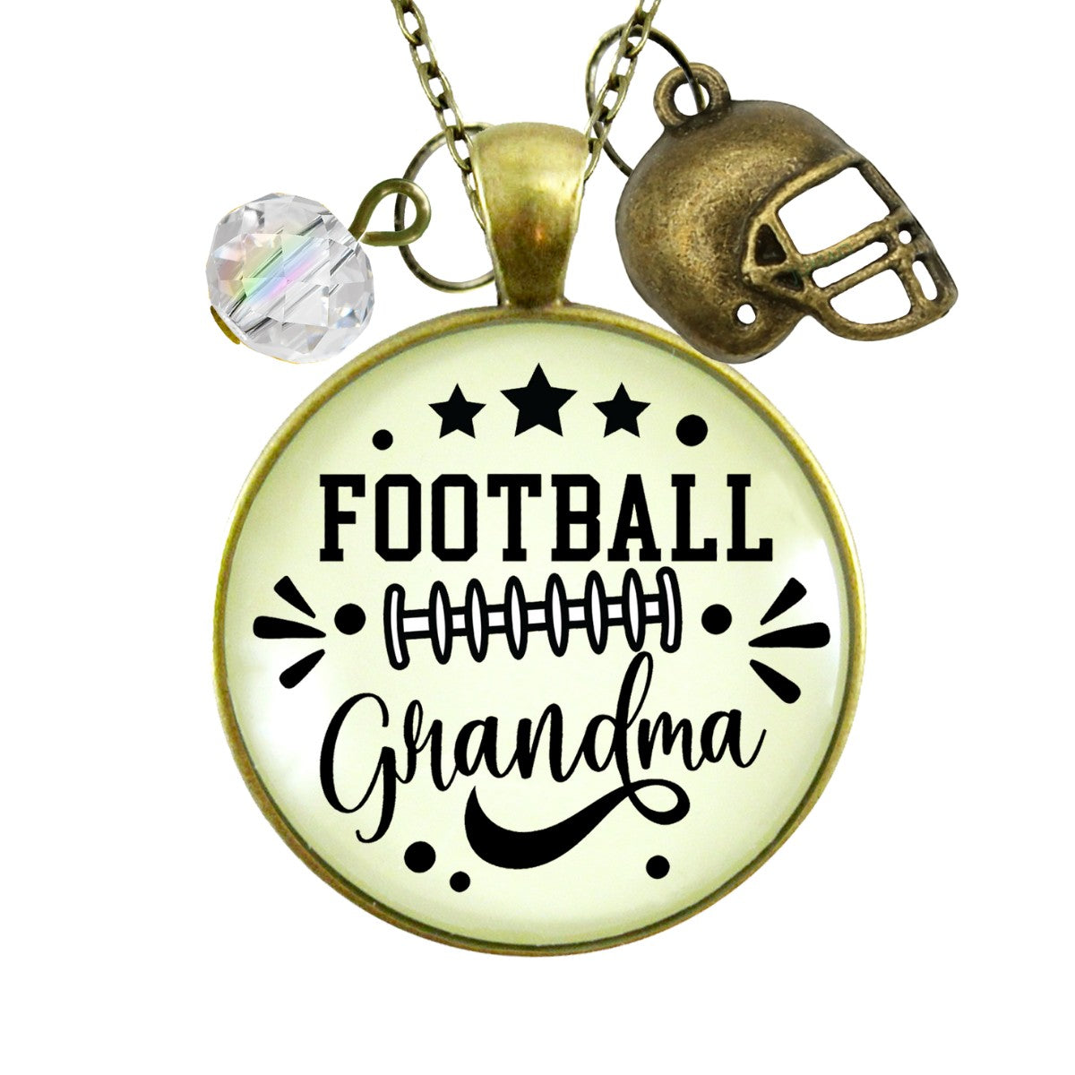 Football Grandma Necklace Favorite Player Proud of Grandson Gift Jewelry Sports Team Handmade Autumn Season Pendant Quote  Necklace - Gutsy Goodness Handmade Jewelry