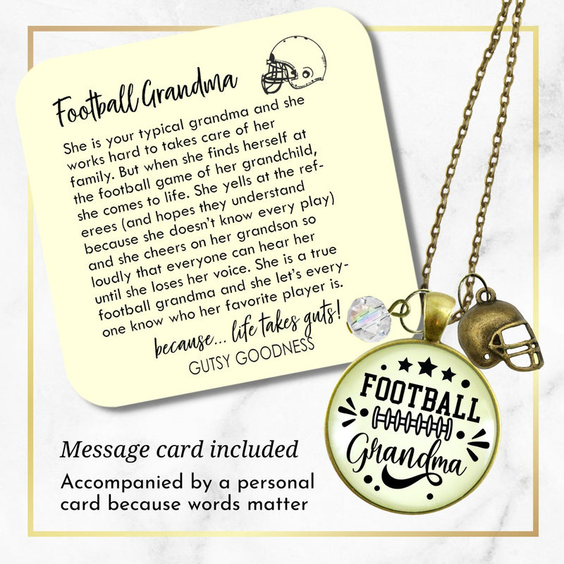 Football Grandma Necklace Favorite Player Proud of Grandson Gift Jewelry Sports Team Handmade Autumn Season Pendant Quote  Necklace - Gutsy Goodness Handmade Jewelry