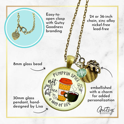 Pumpkin Spice Necklace Funny Quote Not a Vice, Way of Life Autumn PSL Coffee Latte Lover Costume Fashion Fall Jewelry For Women  Necklace - Gutsy Goodness Handmade Jewelry