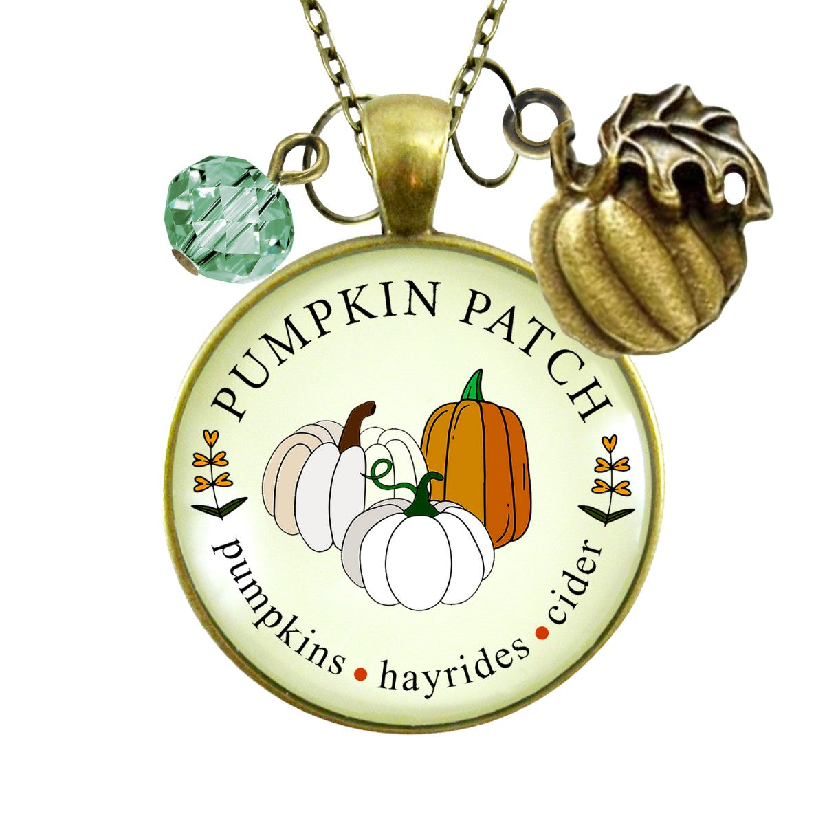 Pumpkin Patch Necklace Hayrides Cider Favorite Fall Season Autumn Theme Jewelry For Women Bronze Charm  Necklace - Gutsy Goodness Handmade Jewelry