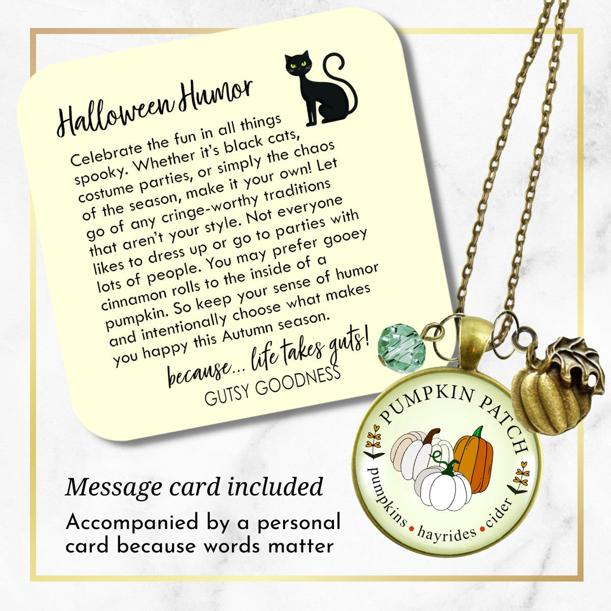 Pumpkin Patch Necklace Hayrides Cider Favorite Fall Season Autumn Theme Jewelry For Women Bronze Charm  Necklace - Gutsy Goodness Handmade Jewelry