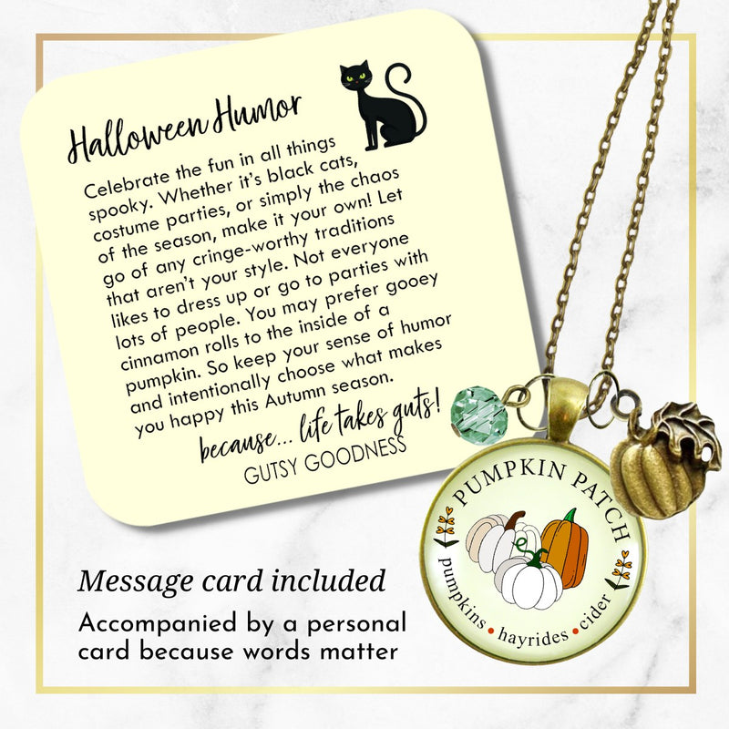 Pumpkin Patch Necklace Hayrides Cider Favorite Fall Season Autumn Theme Jewelry For Women Bronze Charm  Necklace - Gutsy Goodness Handmade Jewelry