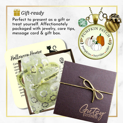 Pumpkin Patch Necklace Hayrides Cider Favorite Fall Season Autumn Theme Jewelry For Women Bronze Charm  Necklace - Gutsy Goodness Handmade Jewelry