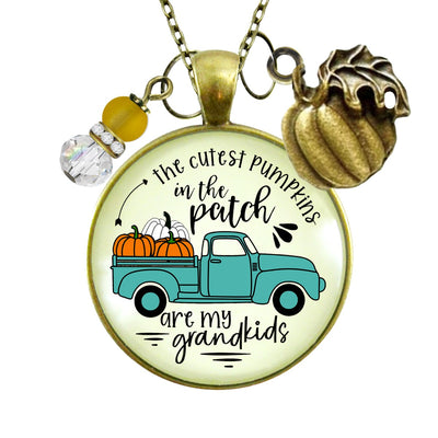 Grandma Pumpkins In The Patch Necklace Cutest Are My Grandkids Autumn Truck Halloween Handmade Jewelry Pendant  Necklace - Gutsy Goodness Handmade Jewelry