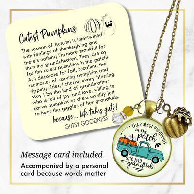 Grandma Pumpkins In The Patch Necklace Cutest Are My Grandkids Autumn Truck Halloween Handmade Jewelry Pendant  Necklace - Gutsy Goodness Handmade Jewelry