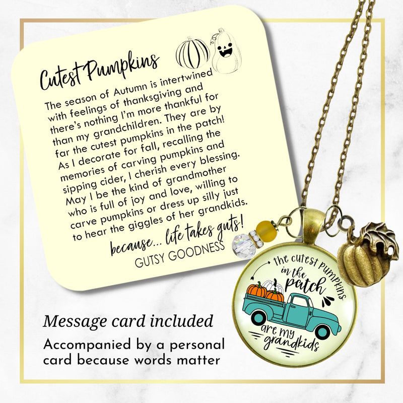 Grandma Pumpkins In The Patch Necklace Cutest Are My Grandkids Autumn Truck Halloween Handmade Jewelry Pendant  Necklace - Gutsy Goodness Handmade Jewelry