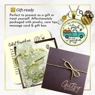 Grandma Pumpkins In The Patch Necklace Cutest Are My Grandkids Autumn Truck Halloween Handmade Jewelry Pendant  Necklace - Gutsy Goodness Handmade Jewelry