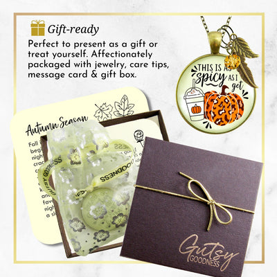 Pumpkin Spice Leopard Print Spicy As I Get Necklace Funny Quote Costume Jewelry Halloween Gifts For Women  Necklace - Gutsy Goodness Handmade Jewelry