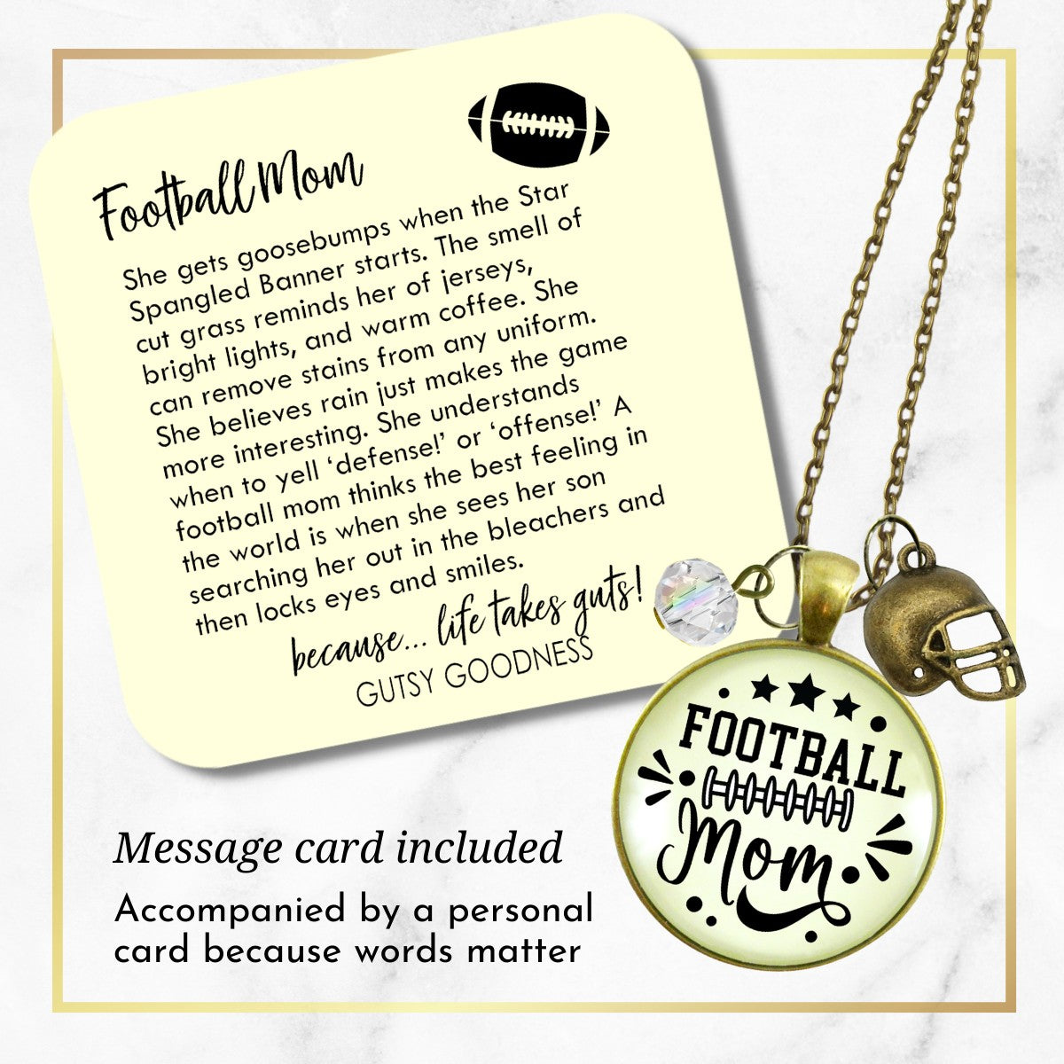 Football Mom Necklace Favorite Player Proud of Son Gift Jewelry Sports Team Handmade Autumn Season Pendant Quote  Necklace - Gutsy Goodness Handmade Jewelry