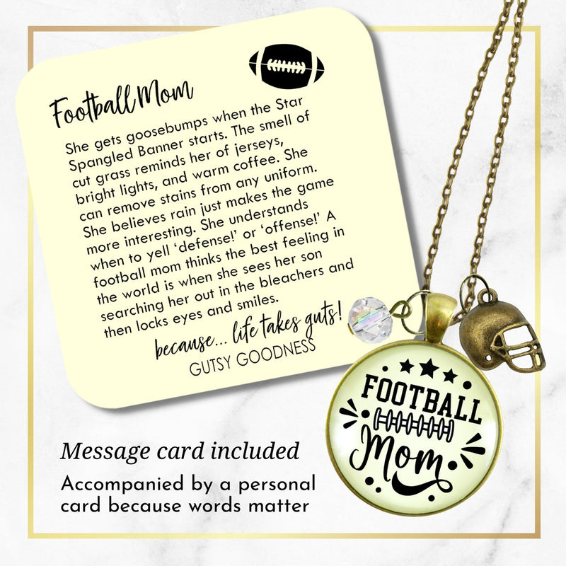 Football Mom Necklace Favorite Player Proud of Son Gift Jewelry Sports Team Handmade Autumn Season Pendant Quote  Necklace - Gutsy Goodness Handmade Jewelry