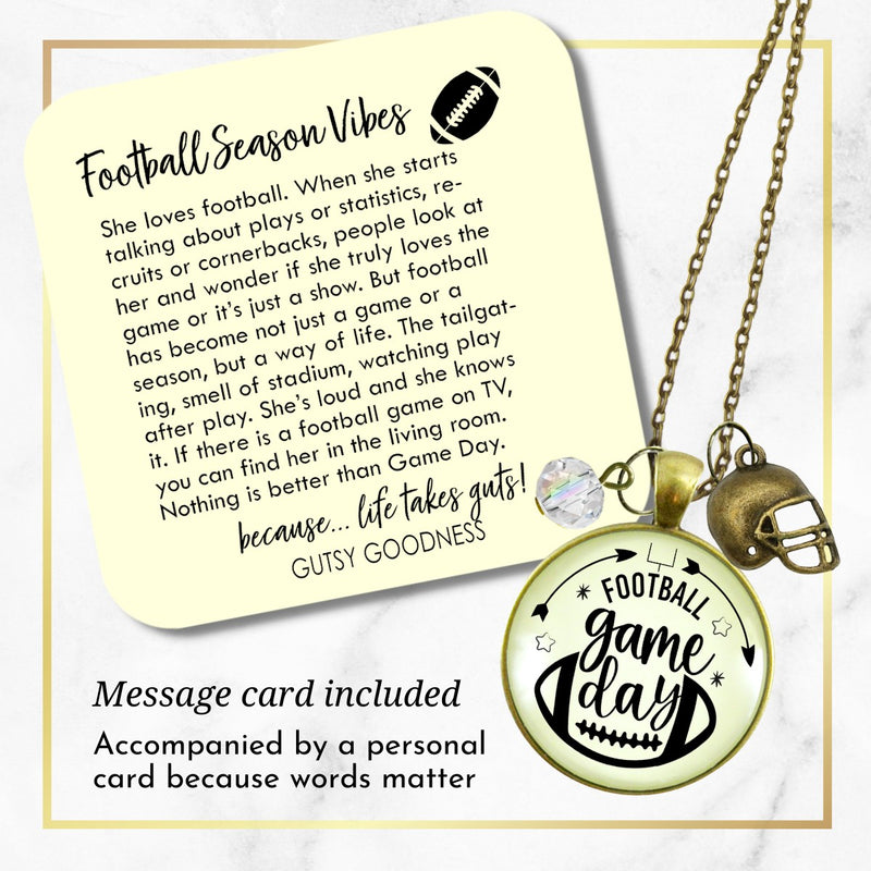 Game Day Football Necklace For Women Helmet Charm Sports Fan Gift Jewelry Glass Pendant  Necklace - Gutsy Goodness Handmade Jewelry