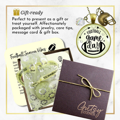 Game Day Football Necklace For Women Helmet Charm Sports Fan Gift Jewelry Glass Pendant  Necklace - Gutsy Goodness Handmade Jewelry